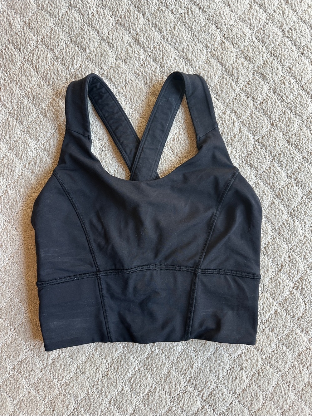 lululemon athletica Black Longline Crossback Sports Bra